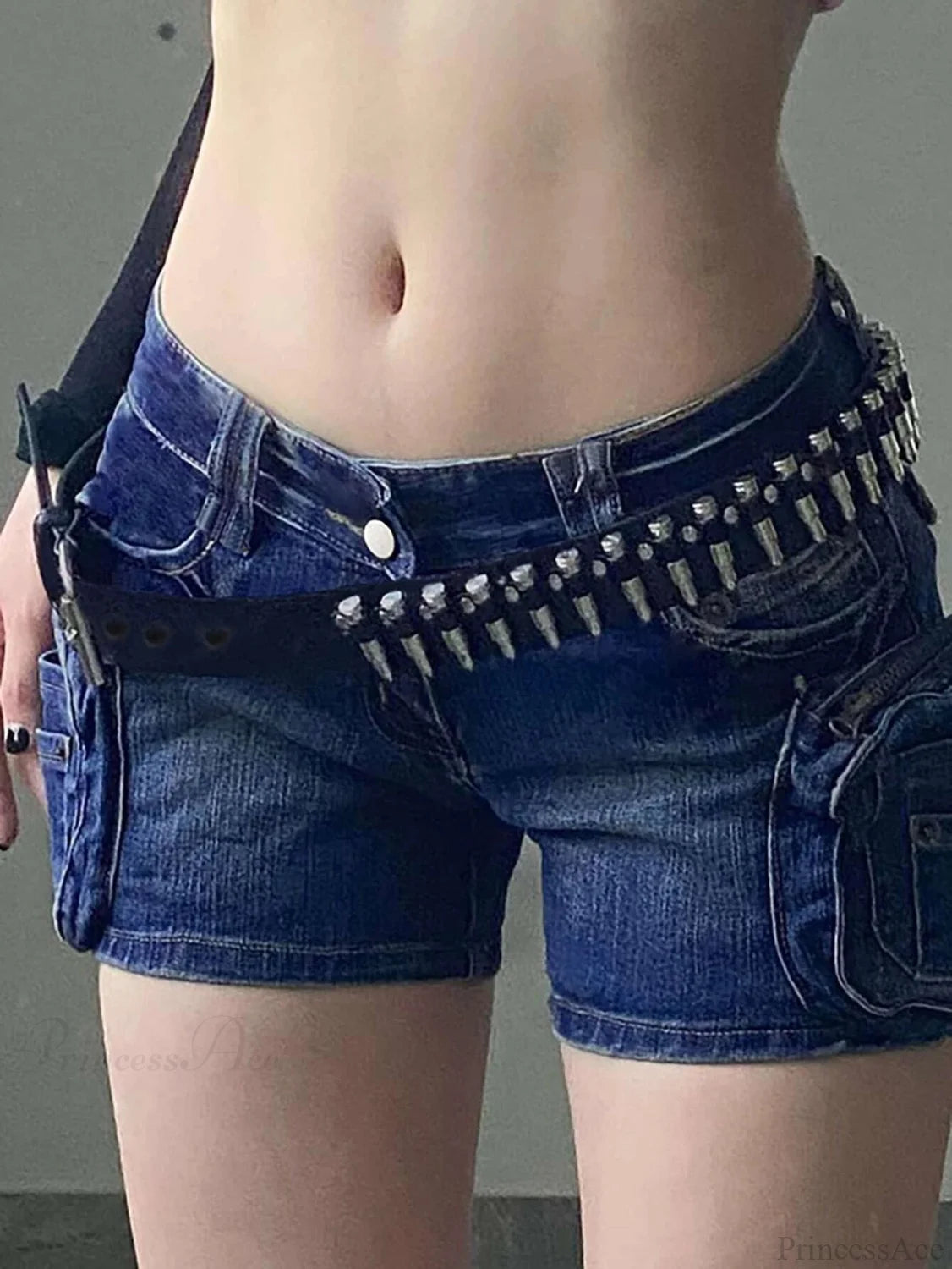 Synonyms Leather Gothic Bullet Decor Waistband Belt black / 98cm