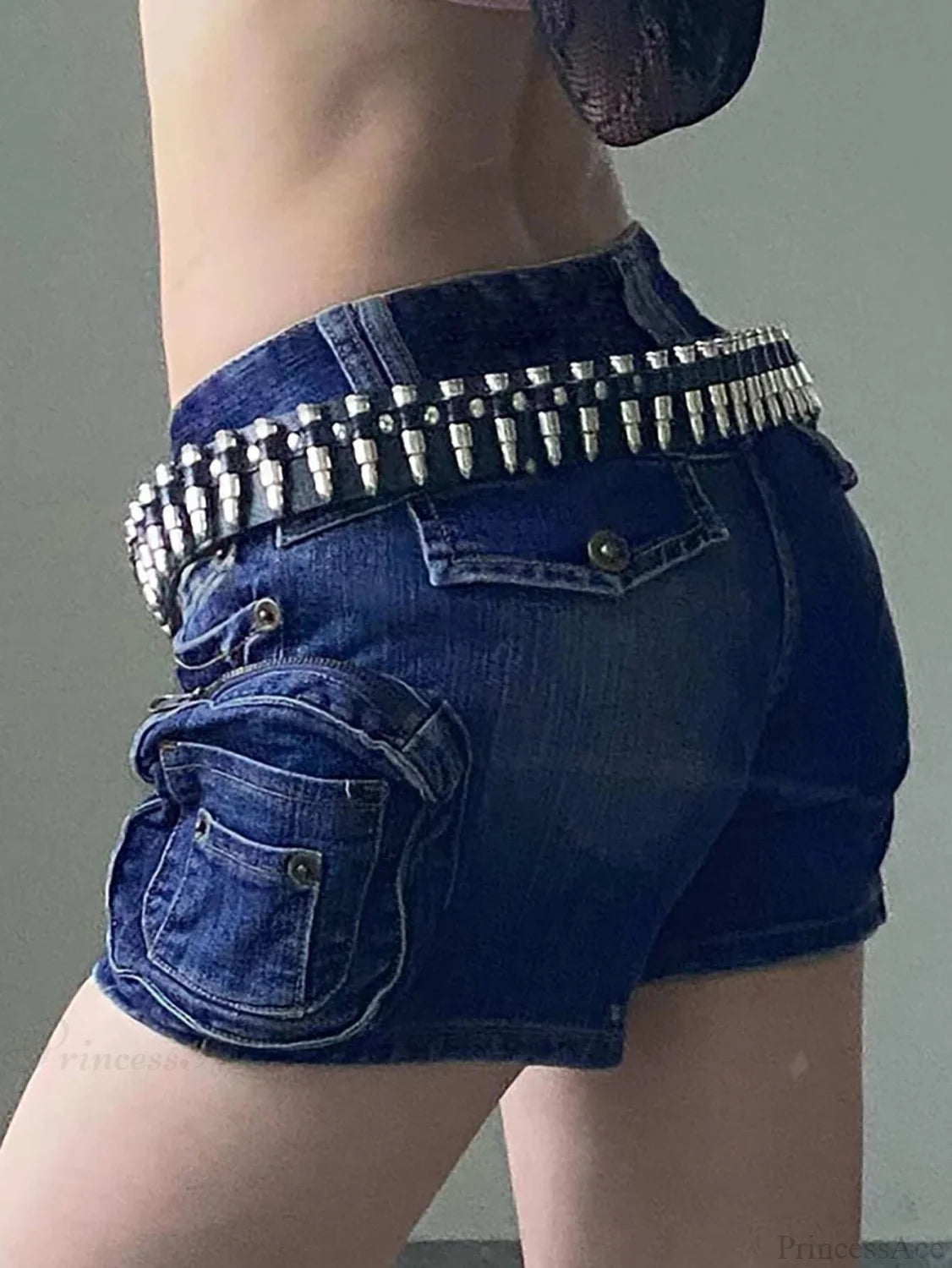 Synonyms Leather Gothic Bullet Decor Waistband Belt black / 98cm