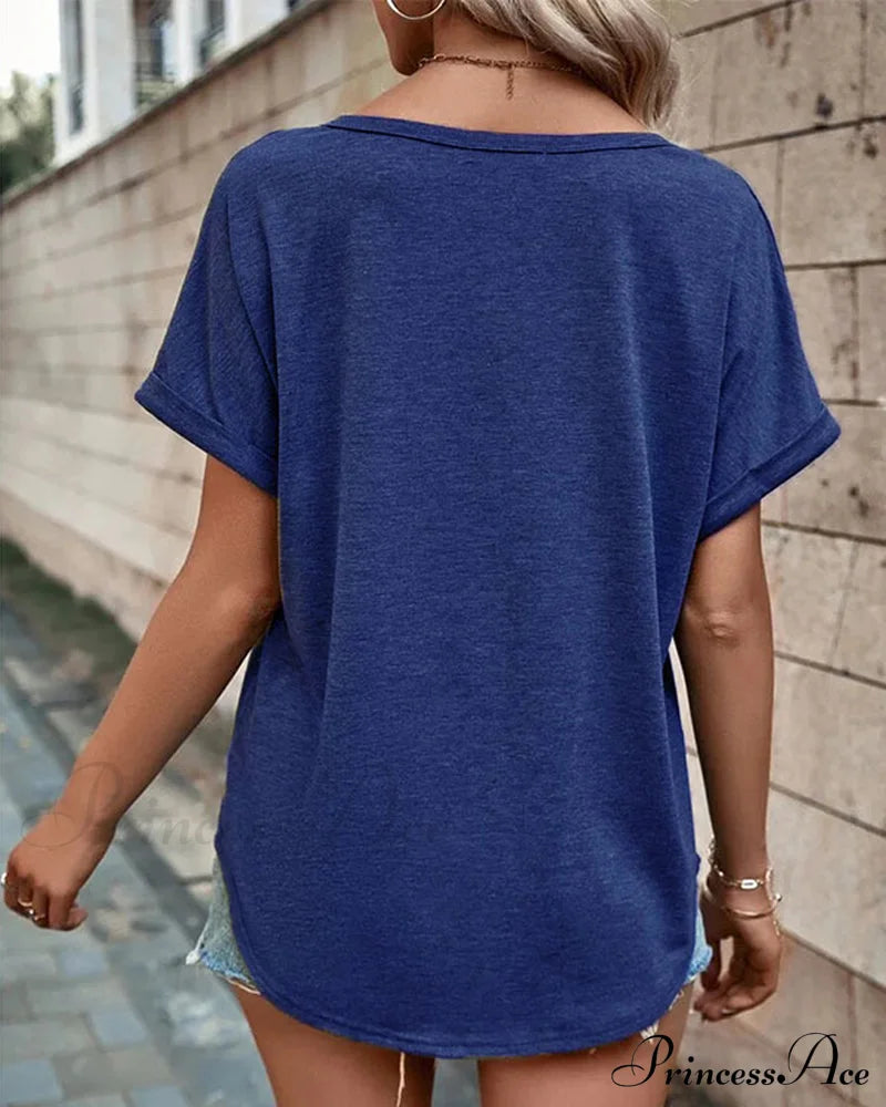 T-Shirt Out Hollow - V-Neck Brief Sleeves T-Shirts