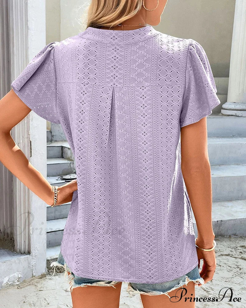 T-Shirt Ruffle With V-Neck Sleeves T-Shirts