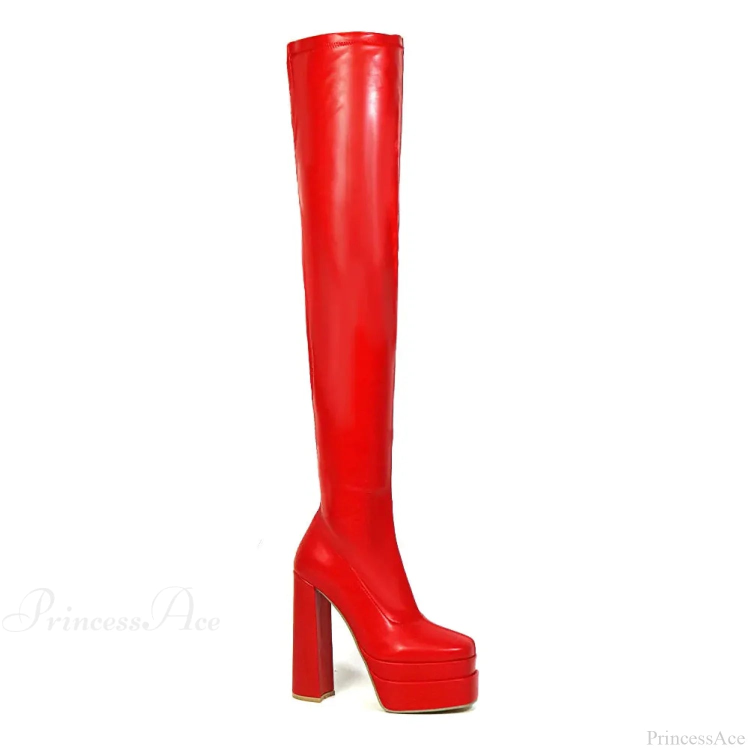 Tall Heeled Above The Knee Platform Winter Boot red 1 / 5