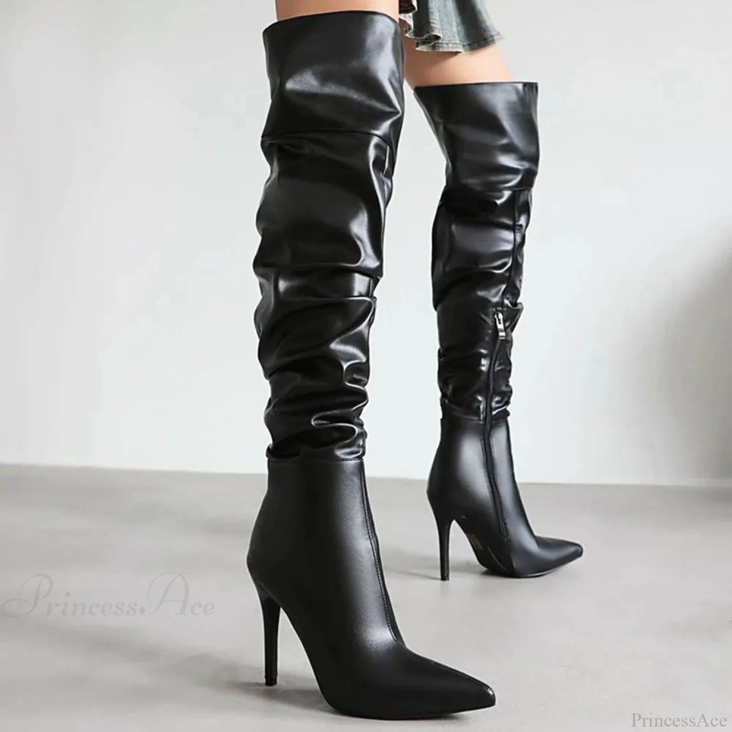Tall Stiletto Zipper Gothic High Heel Boot