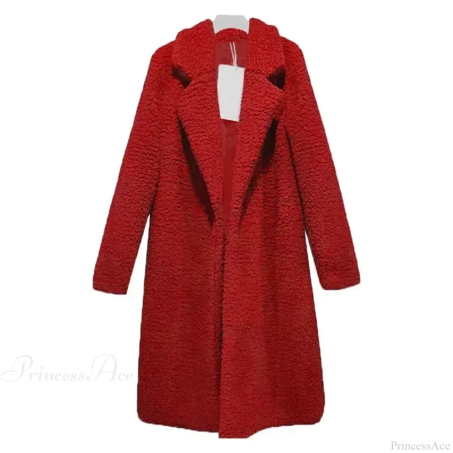 Teddy Bear Plush Turtleneck Overcoat Red / S