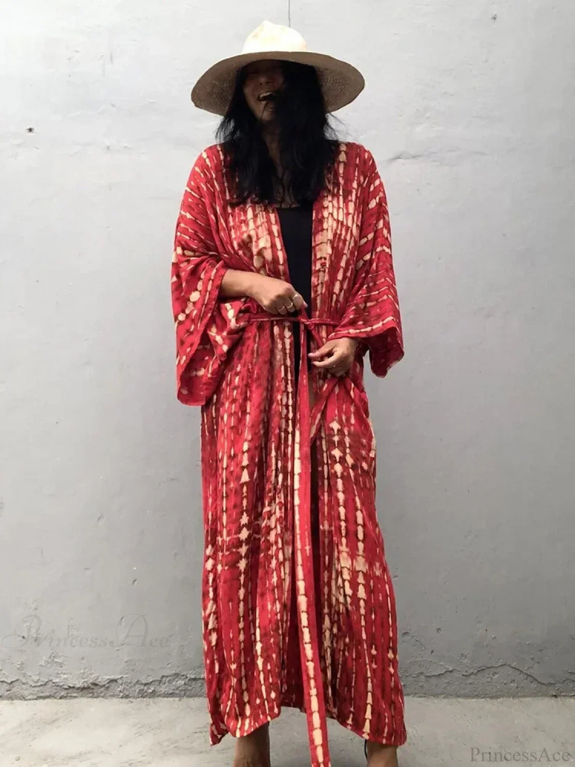 Tie Dye V-Neck Beach Cover Up color12 / One Size