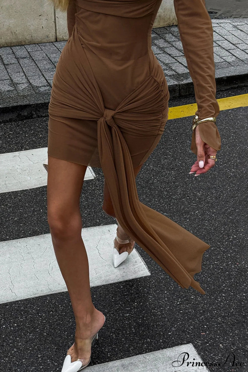 Tie Waist Bodycon Stylish Mini Dress