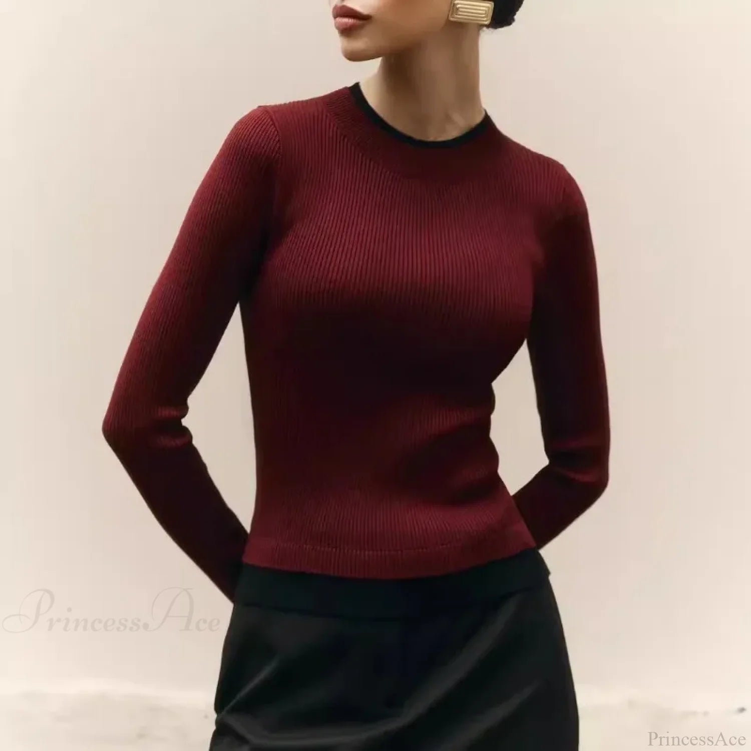 Tight Slim Long Sleeve O-neck Sweater