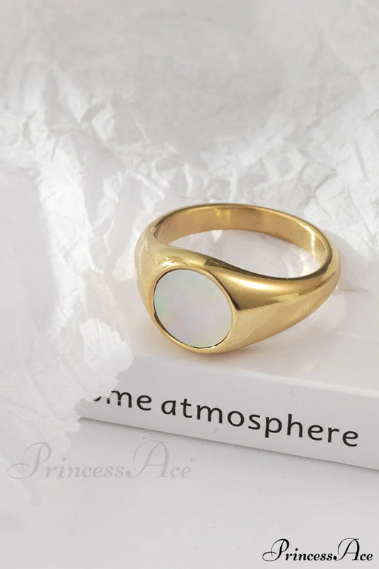 Titanium Steel Natural Opal Closed Rings