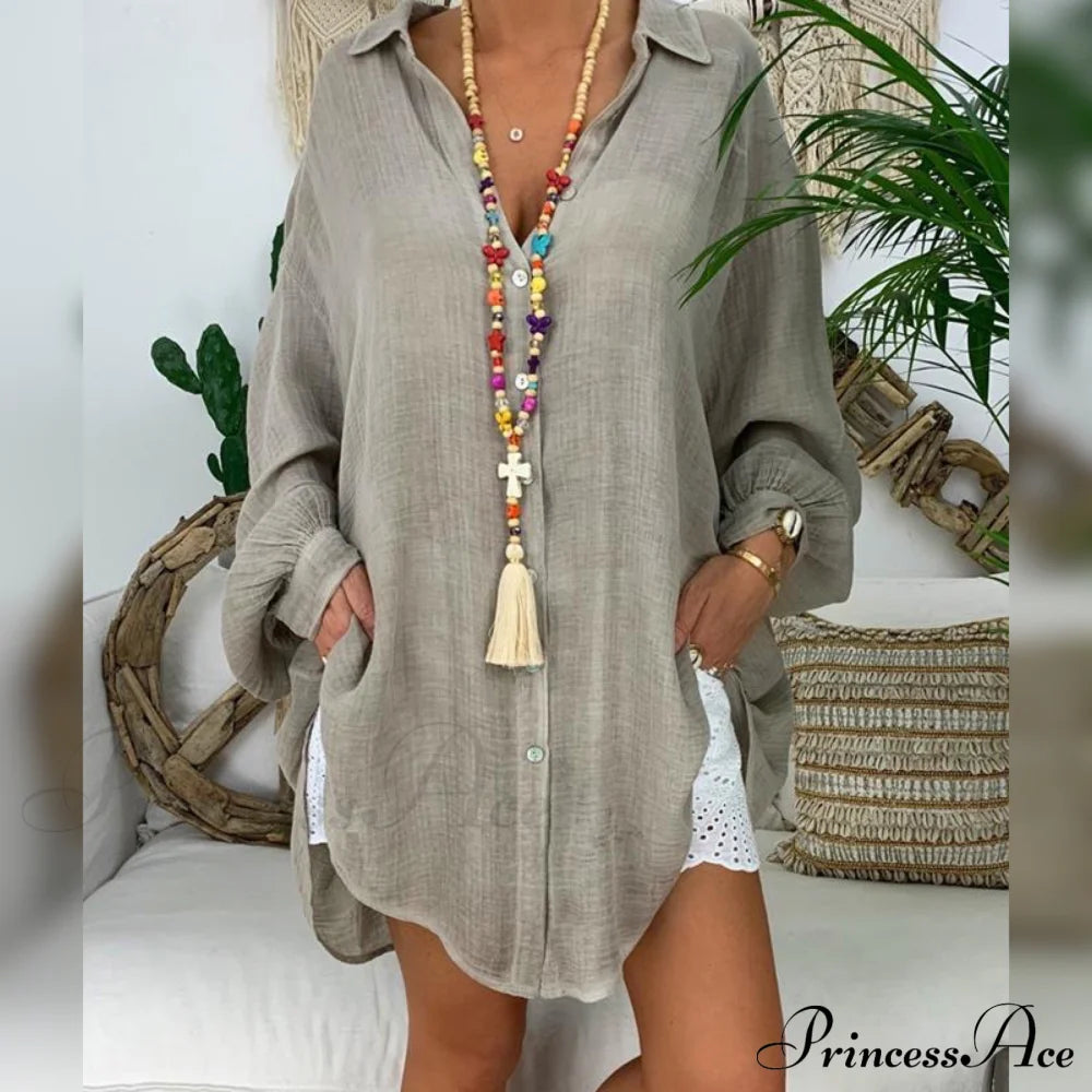 Tizania Women’s Blouse Gray / S Tops & Blouses