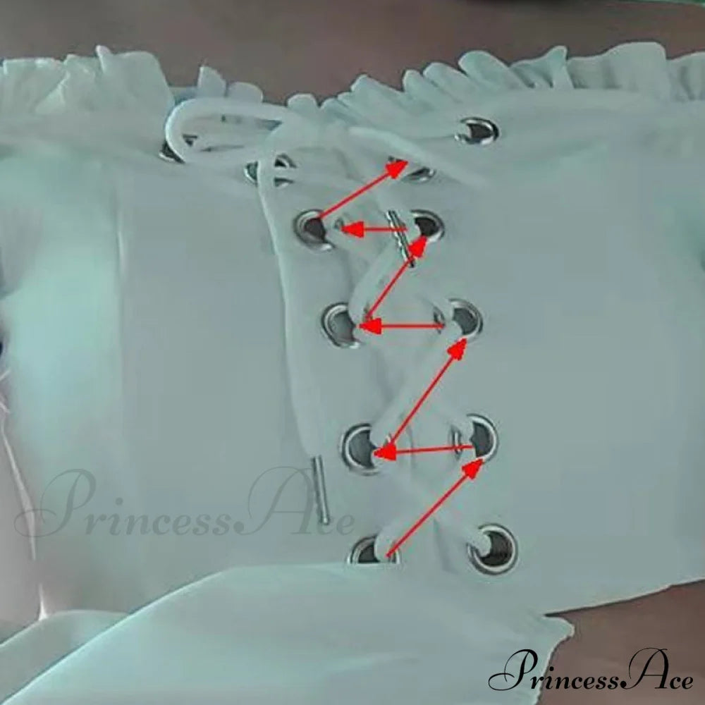 Top Sleeves Lace Ruffle Puff Tops Long Crop Vintage Arm Up Bandage Blouse Shoulder Ladies Black Off