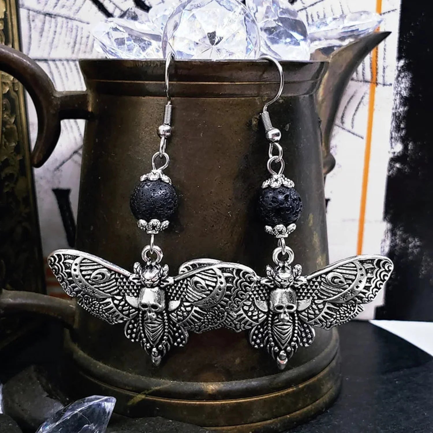 Tranquil Dove Ceramic Metal Circle Hoop Earring silver