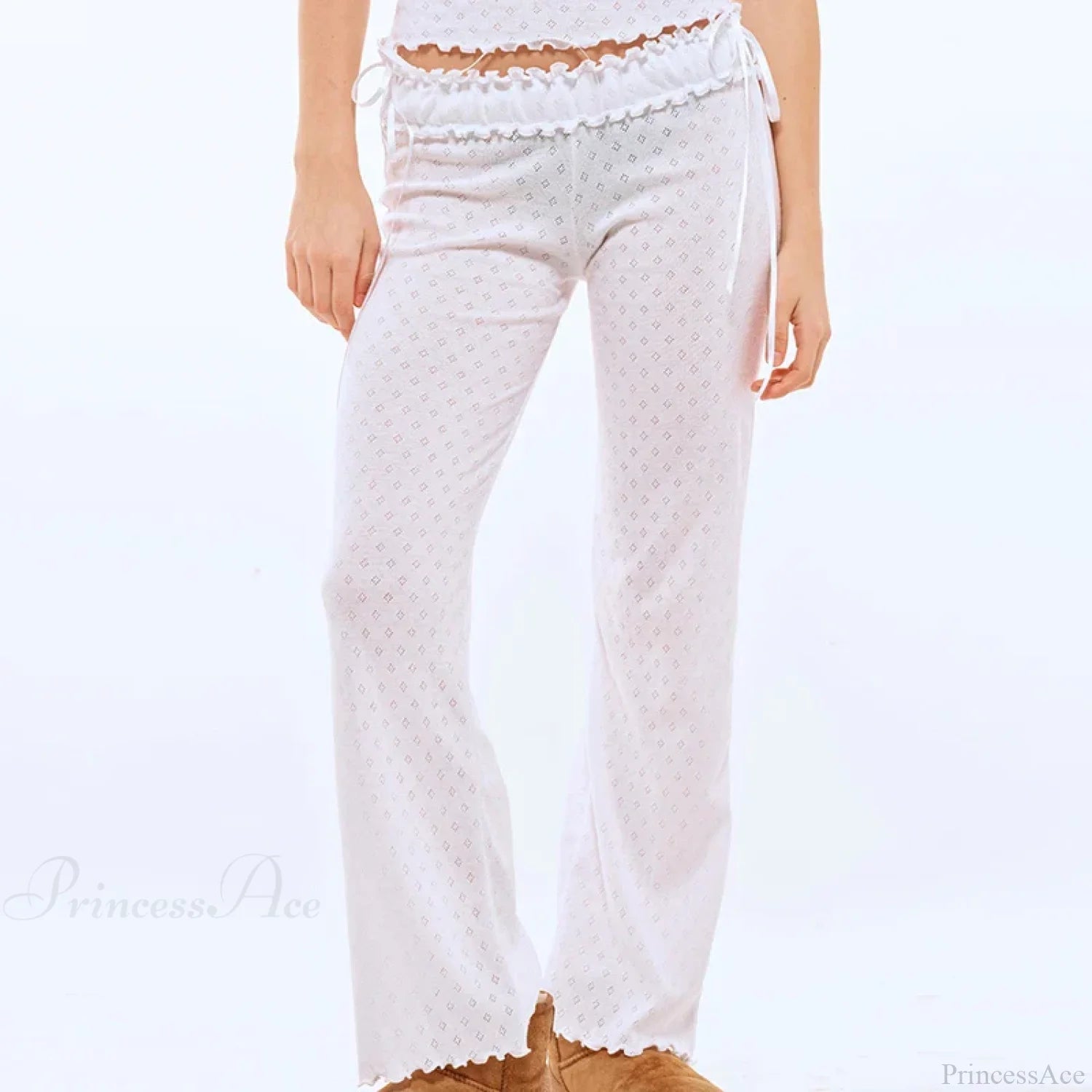 Tree Fungus Eyelet Sleeveless Cami Wide Leg Pants Two Pieces Set twopiecesset-250126