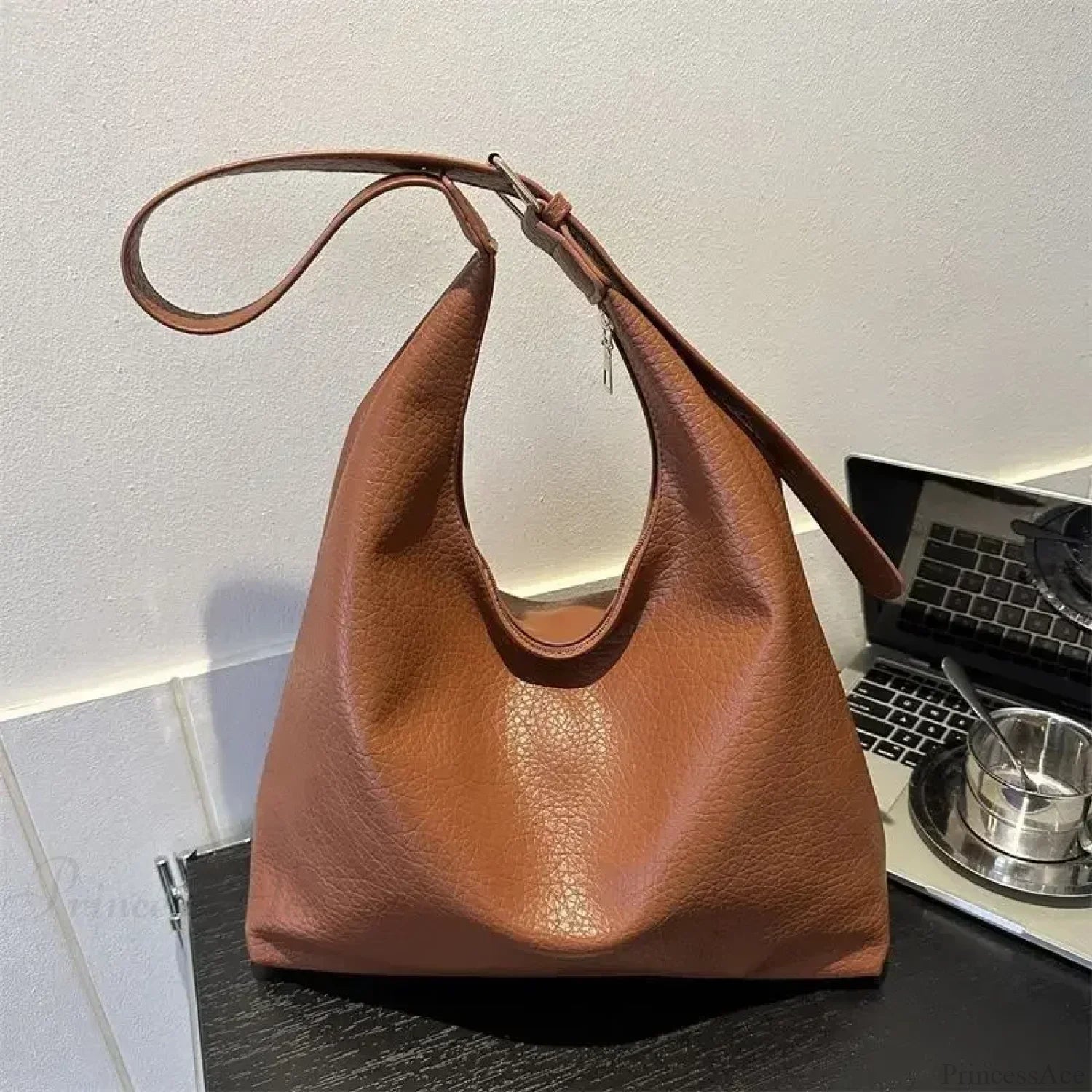 Trendy Leather Tote Shoulder Bag Brown / 33cmx26cmx13cm shoulder-250126