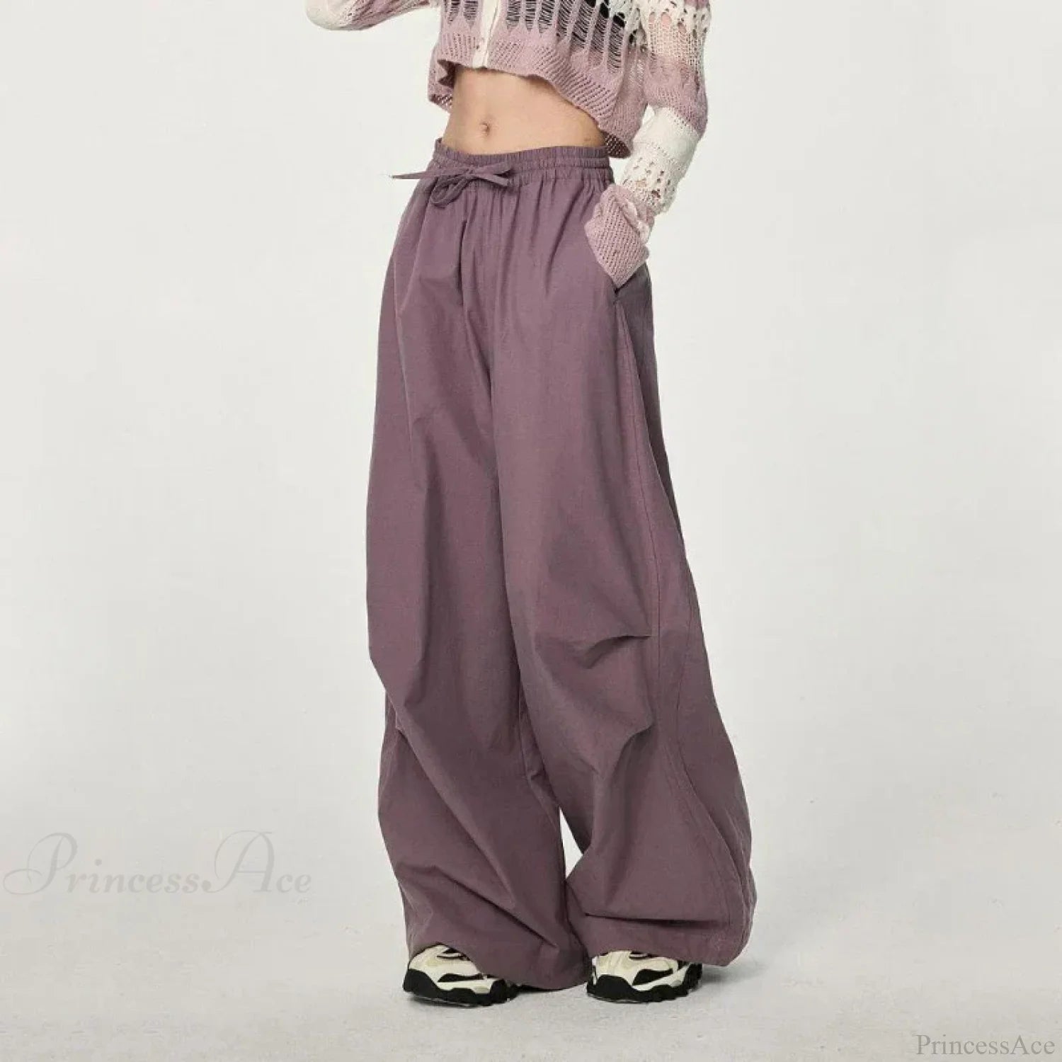 Trendy Loose Workwear Cargo Pants PURPLE / S (35-45KG)