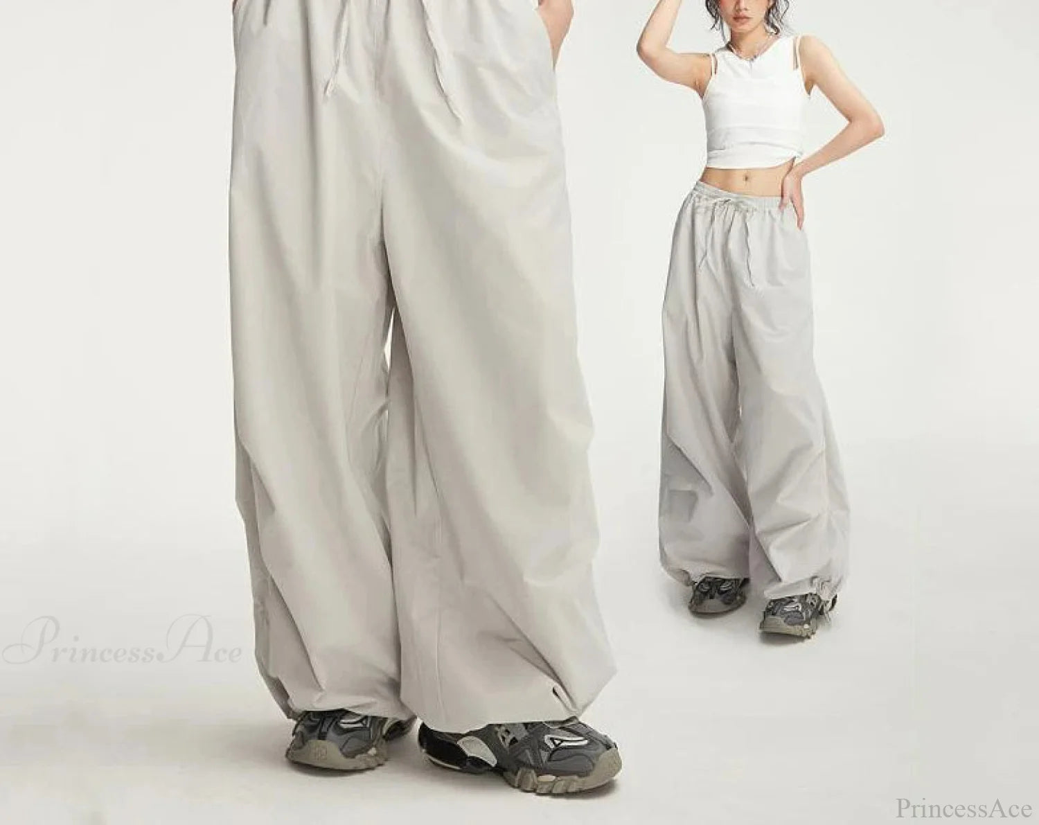 Trendy Loose Workwear Cargo Pants WHITE / S (35-45KG)