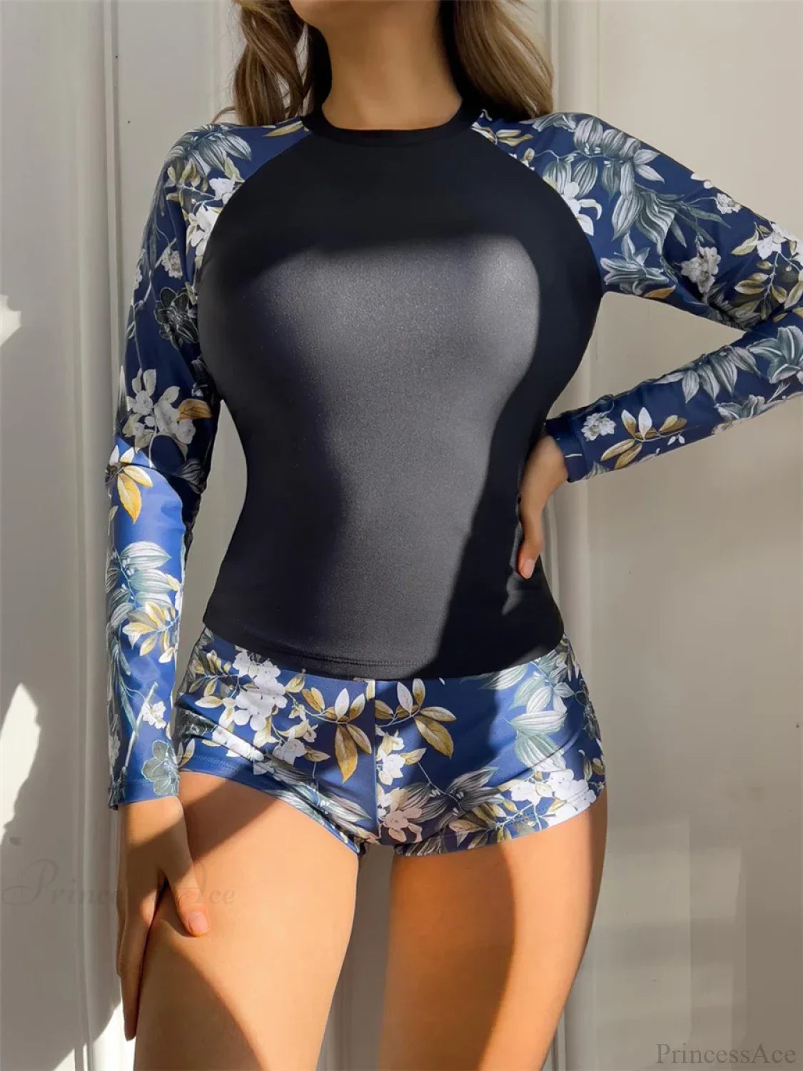 Tropical Print Rashguard Two Piece Set