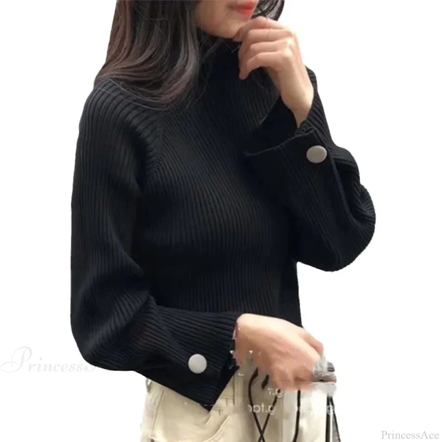 Turtleneck & Crochet E-girl Year-round Sweater