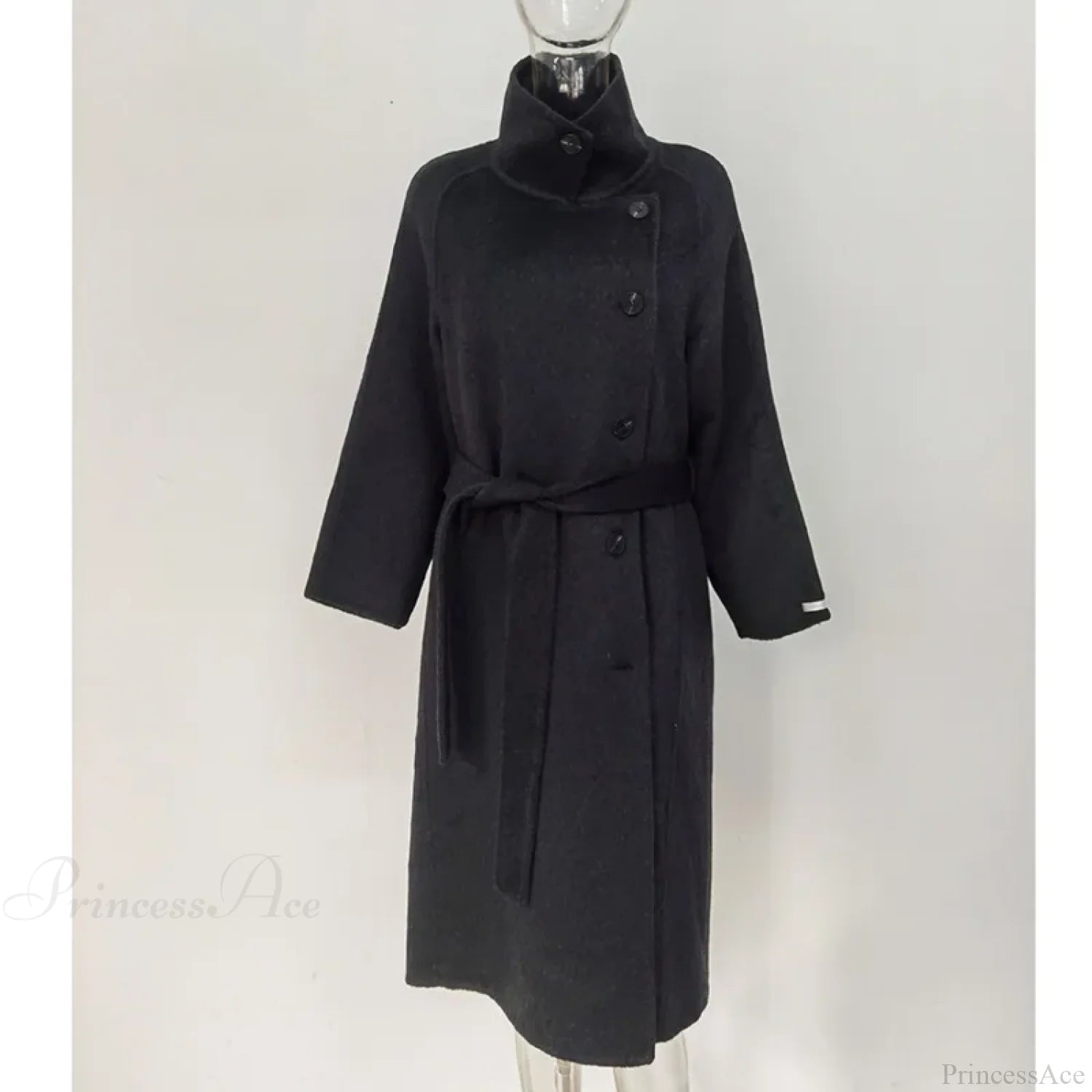 Turtleneck Wool Single-Breasted Overcoat