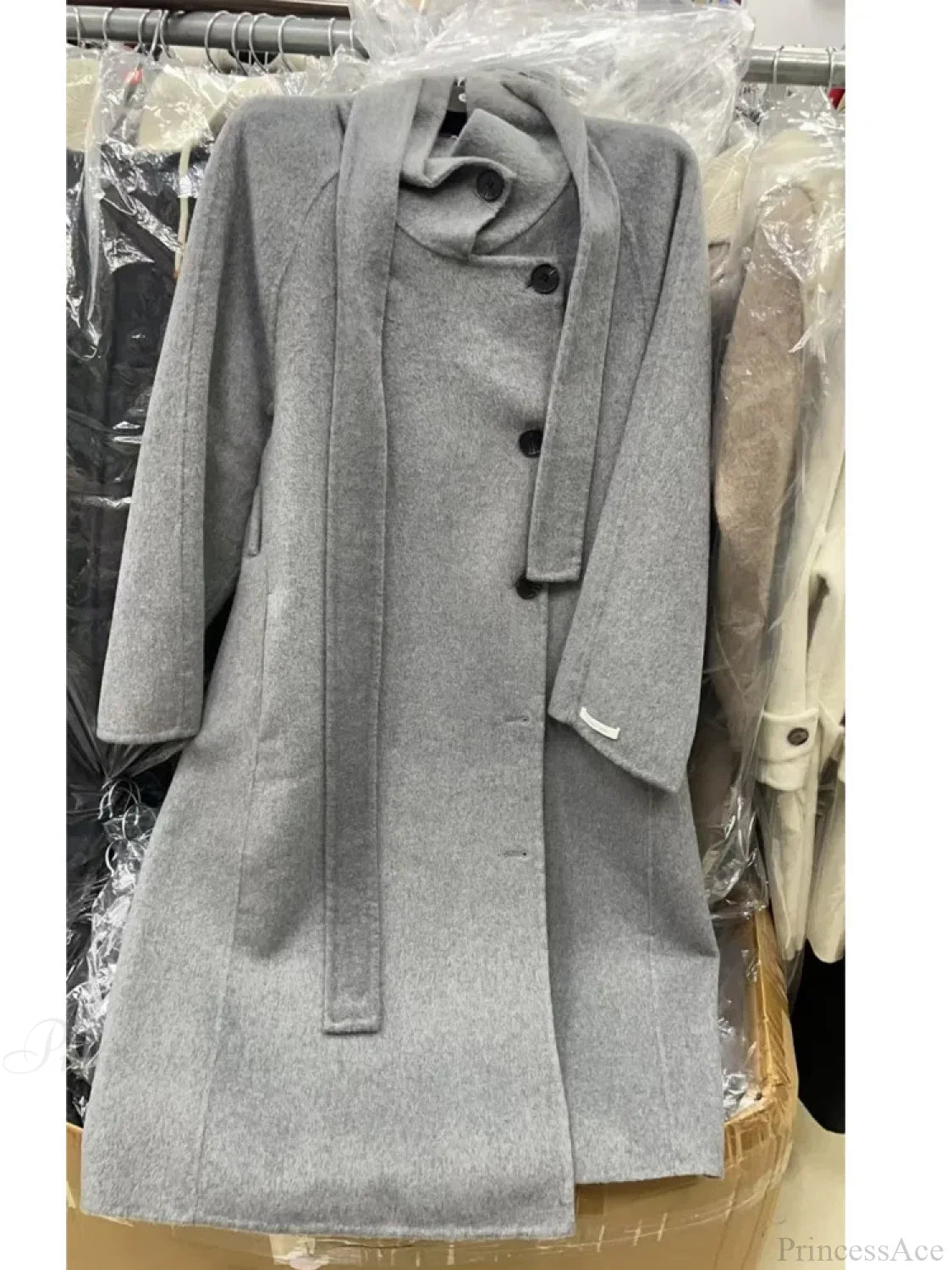 Turtleneck Wool Single-Breasted Overcoat GRAY / S