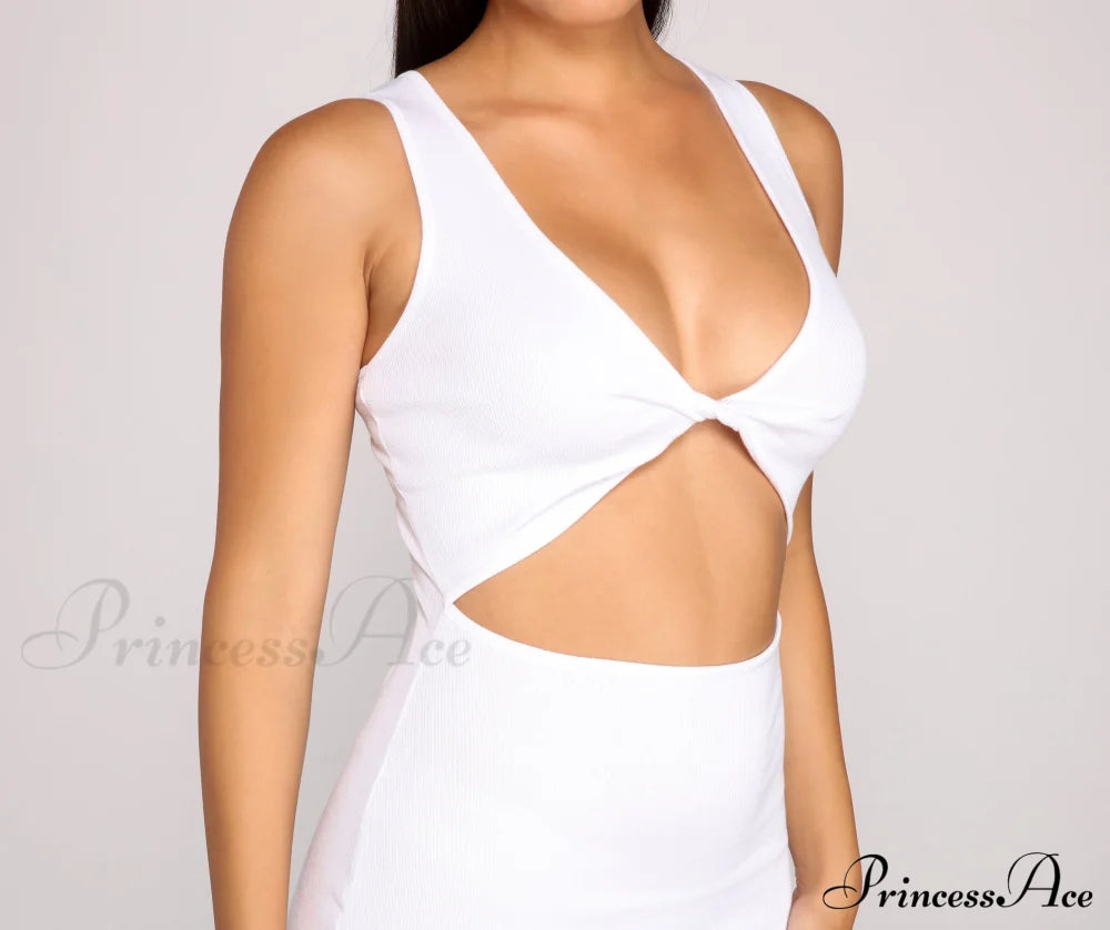 Twist Of Style Charming Cutout Midi Dress Sweaters-L