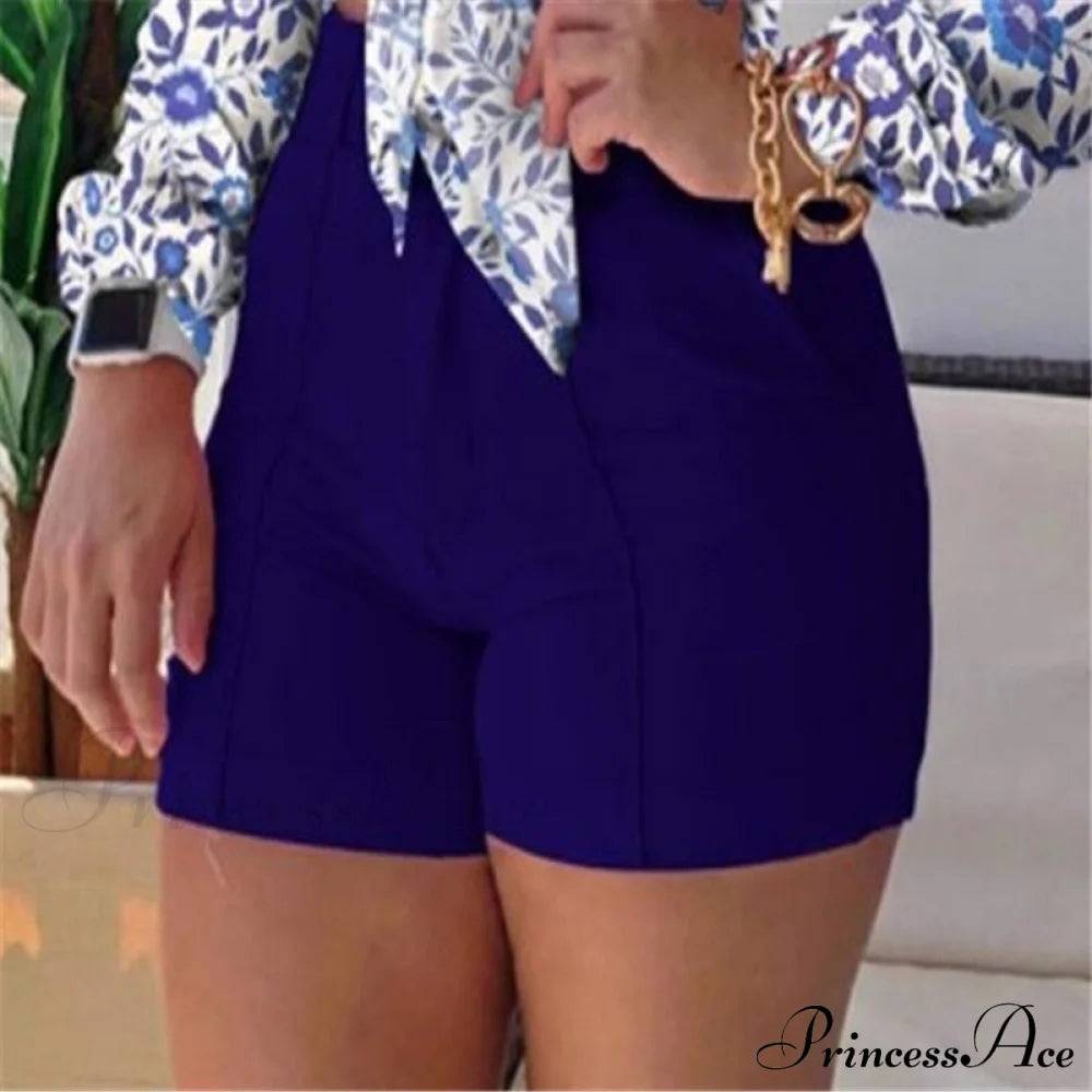 Two Piece Suit Set Shirts Women’s Leisure Long Shorts Patterned Arm Warm-Season High Waist Outfits