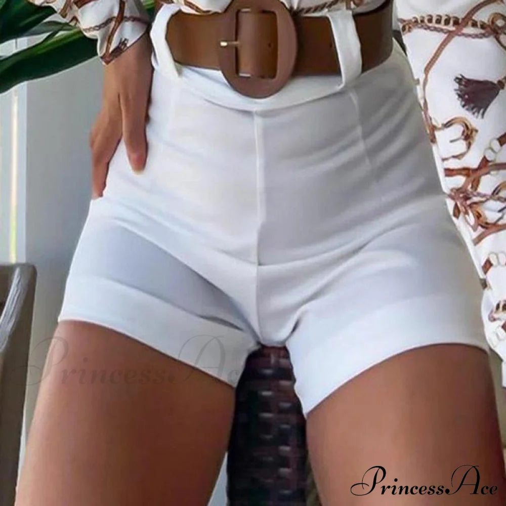 Two Piece Suit Set Shirts Women’s Leisure Long Shorts Patterned Arm Warm-Season High Waist Outfits