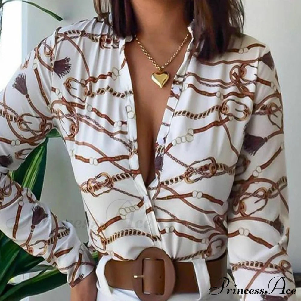 Two Piece Suit Set Shirts Women’s Leisure Long Shorts Patterned Arm Warm-Season High Waist Outfits