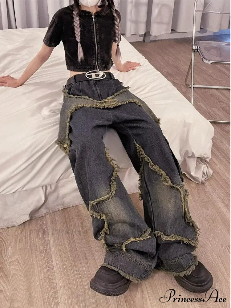 Unique Versatile Straight Leg High Waist Summer Loose Wide Vintage Style Women’s Jean