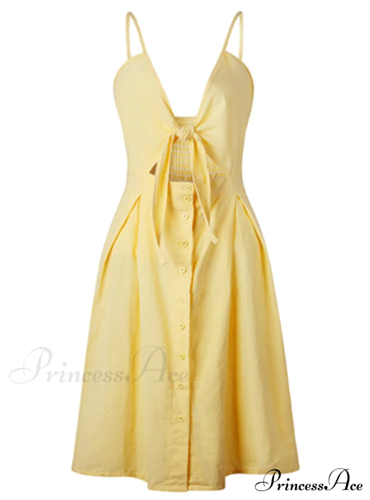 V Backless Midi Length Tunic Beach Dress M / Red Dresses