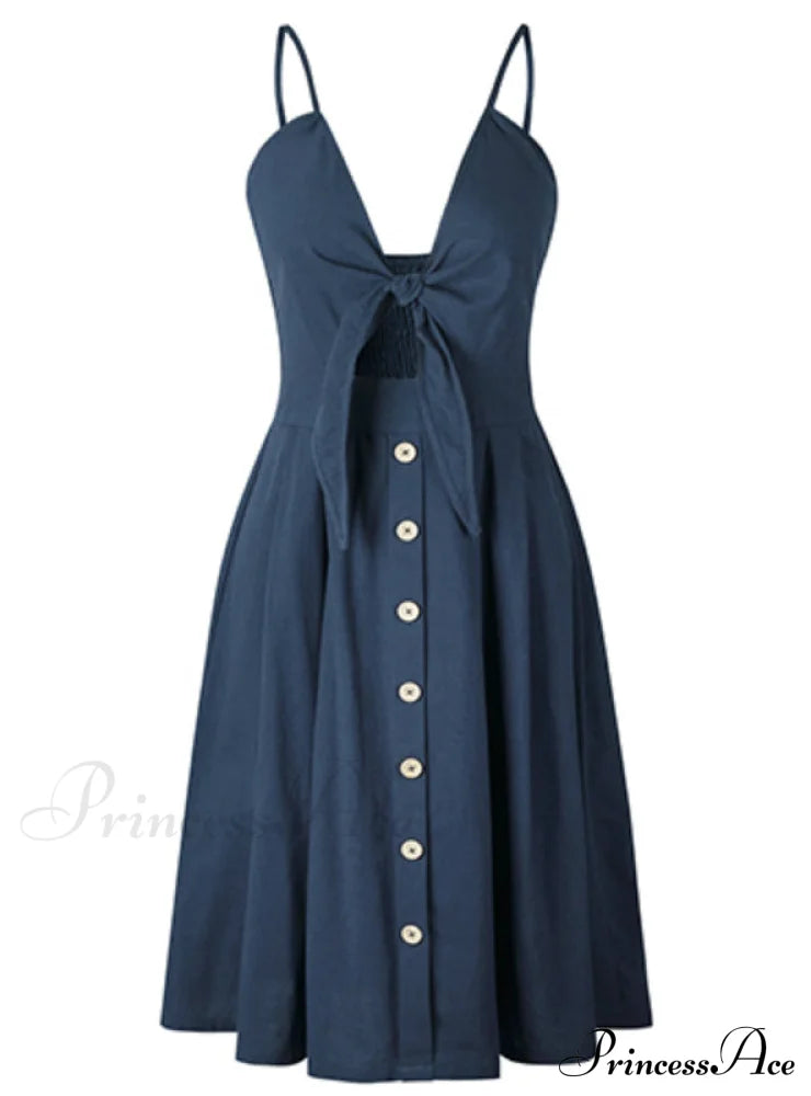 V Backless Midi Length Tunic Beach Dress S / Red Dresses