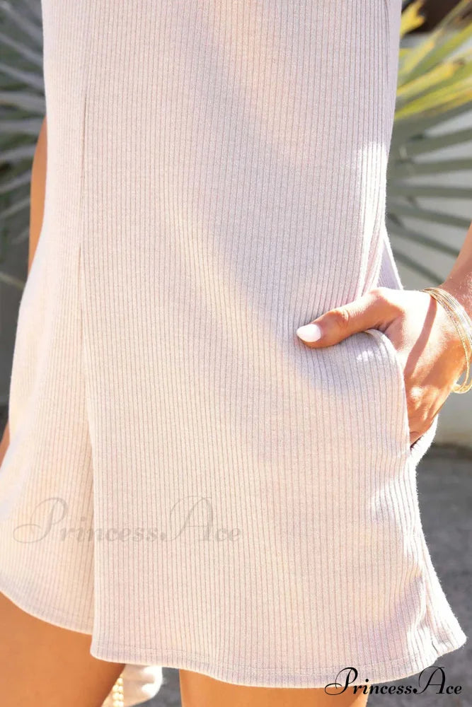 V Neck Cami Rompers With Pockets