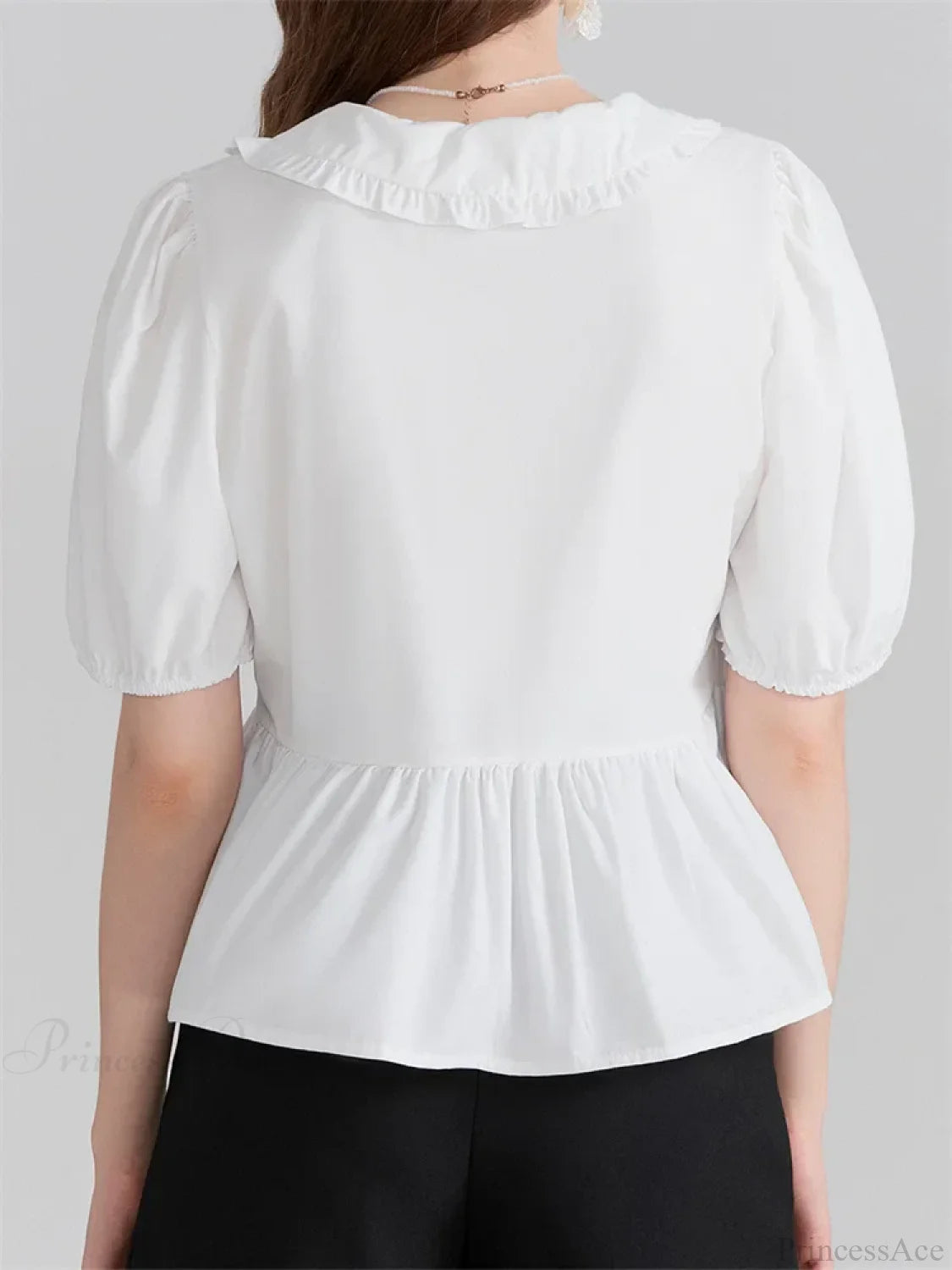 V-neck Front Bowknot Tie-Up Blouse blouse-250223