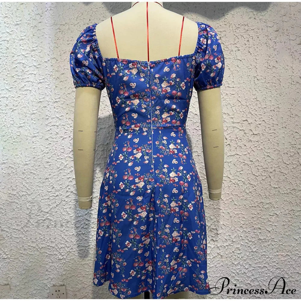 V-Neck Lace Up Lantern Sleeve Ruffles Dress L / White Dresses