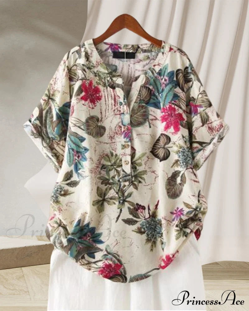 V-Neck Patterned T-Shirt T-Shirts