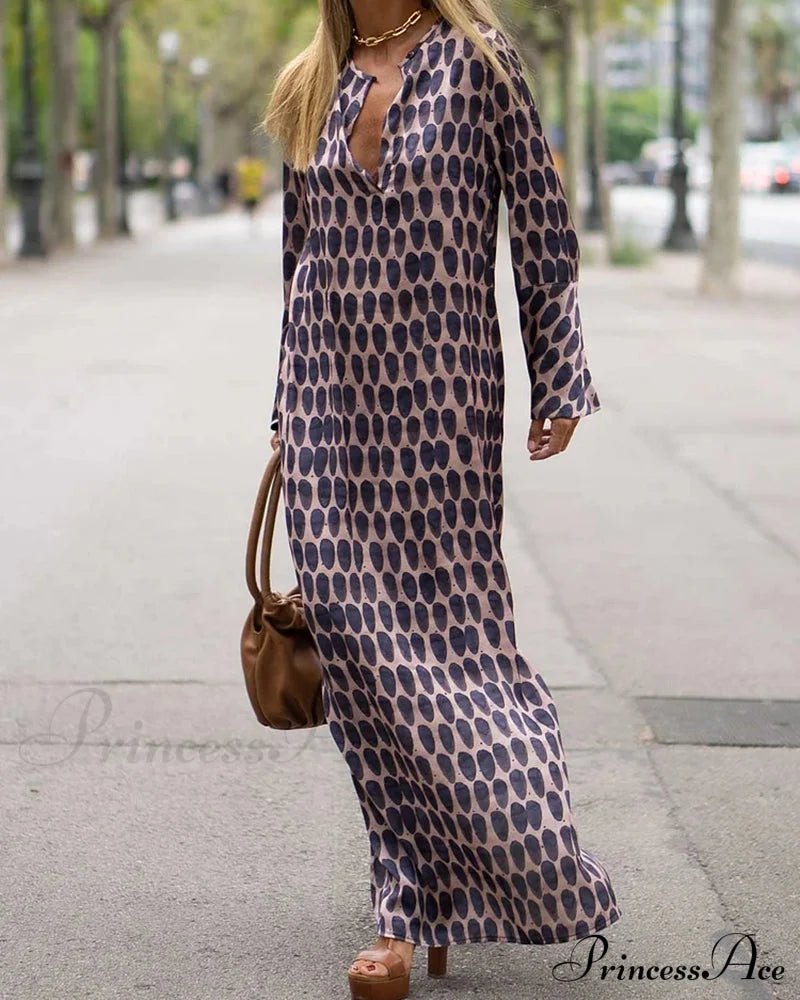 V-Neck Polka Dot Print Dress Casual Dresses