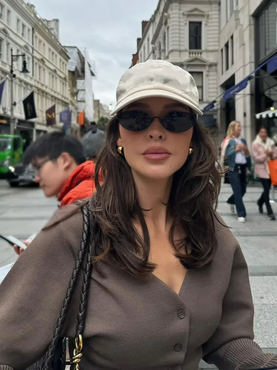 V-neck Solid Color Long Sleeve Cardigan