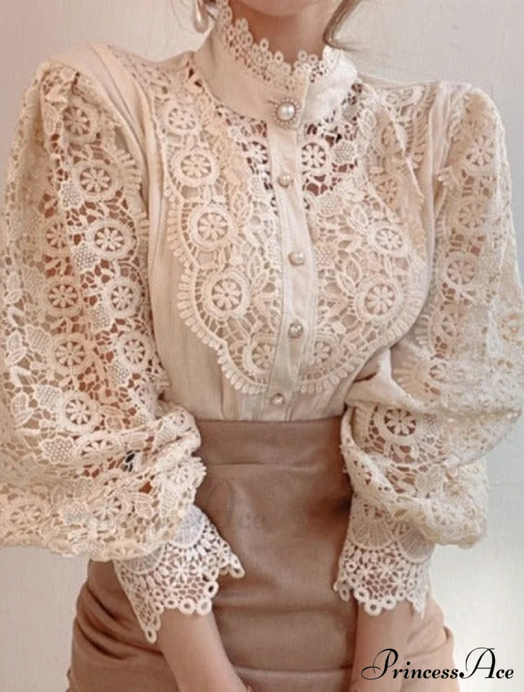 Valerie Blouse With Petal Design S / Apricot Tops & Blouses