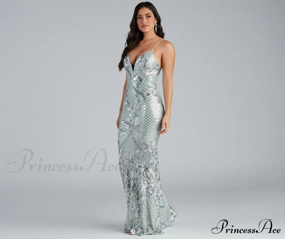 Vee Formal Stylish Sequin Mermaid Dress S.o. Long Dresses