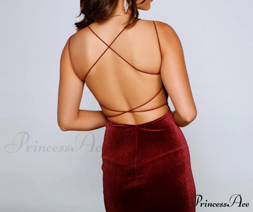 Vega Formal High Charming Slit Velvet Dress S.o. Long Dresses