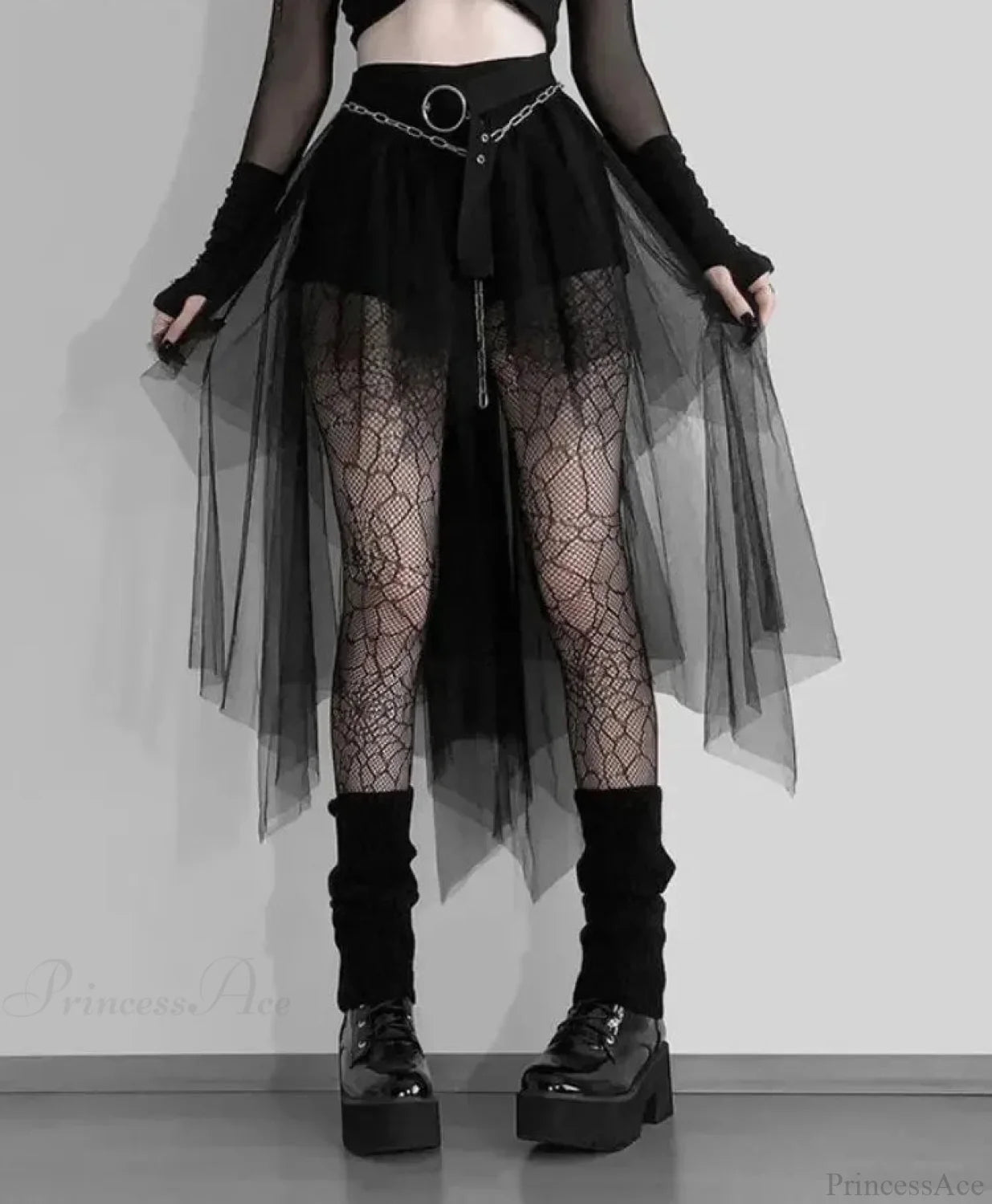 Velvet Lace Patchwork Trumpet Skirt