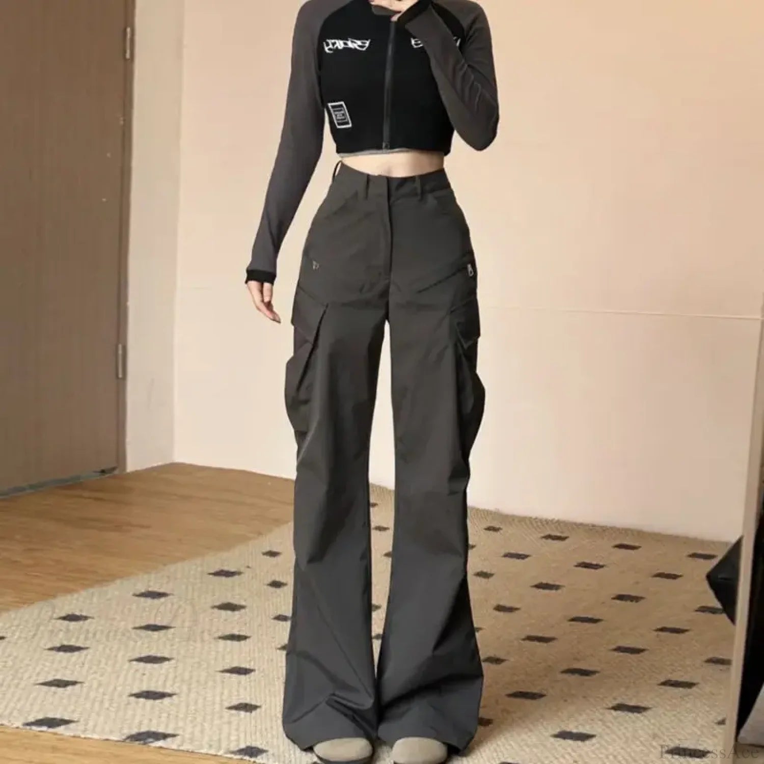 Vintage American Cargo High Waist Pants Grey / S