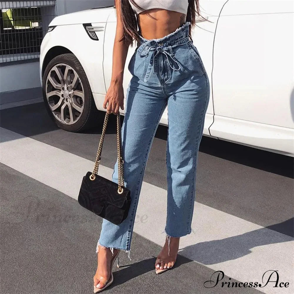 Vintage Bow Bandage Hole Denim Jeans