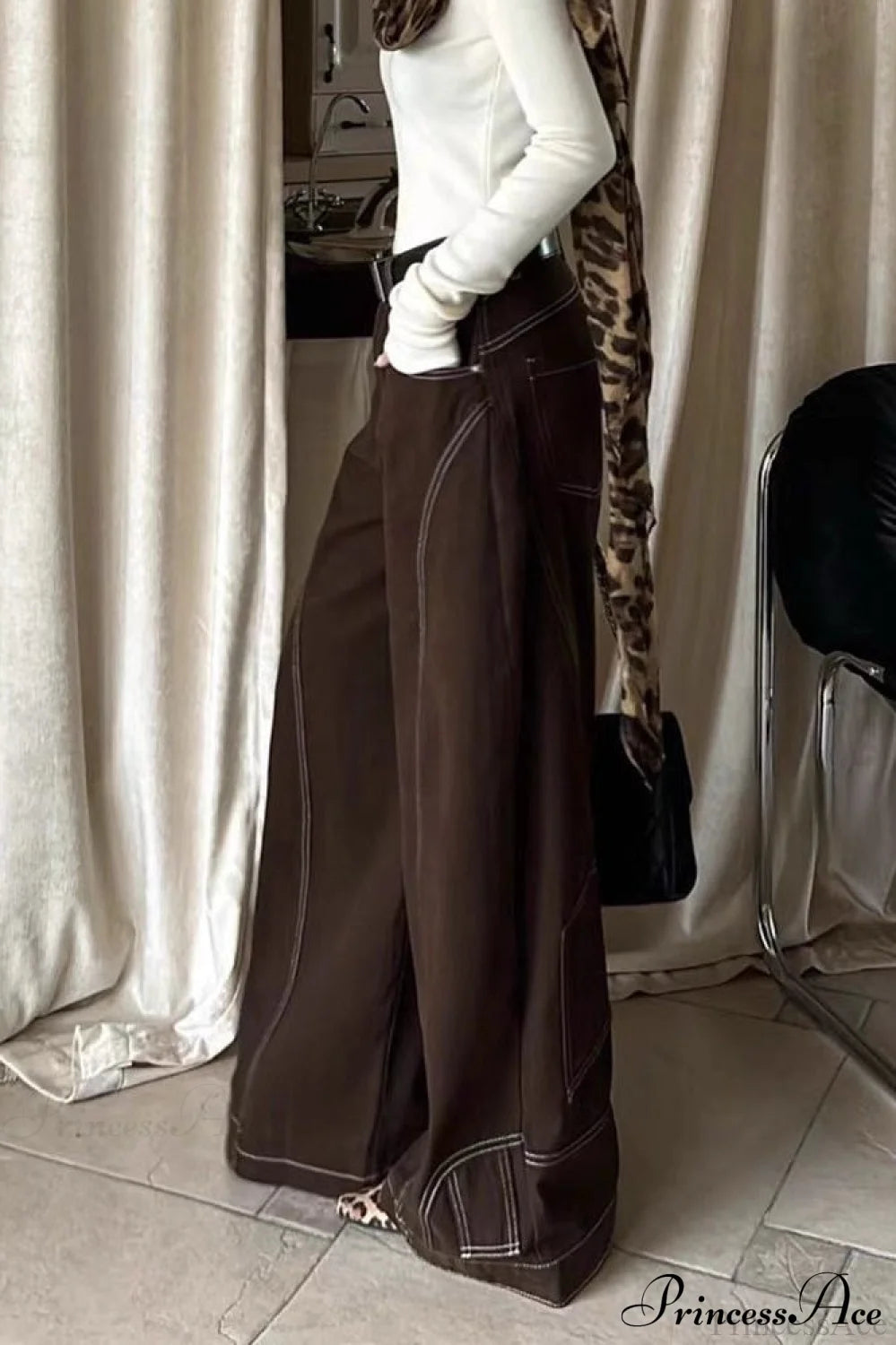 Vintage Brown High Waist Straight Leg Jeans