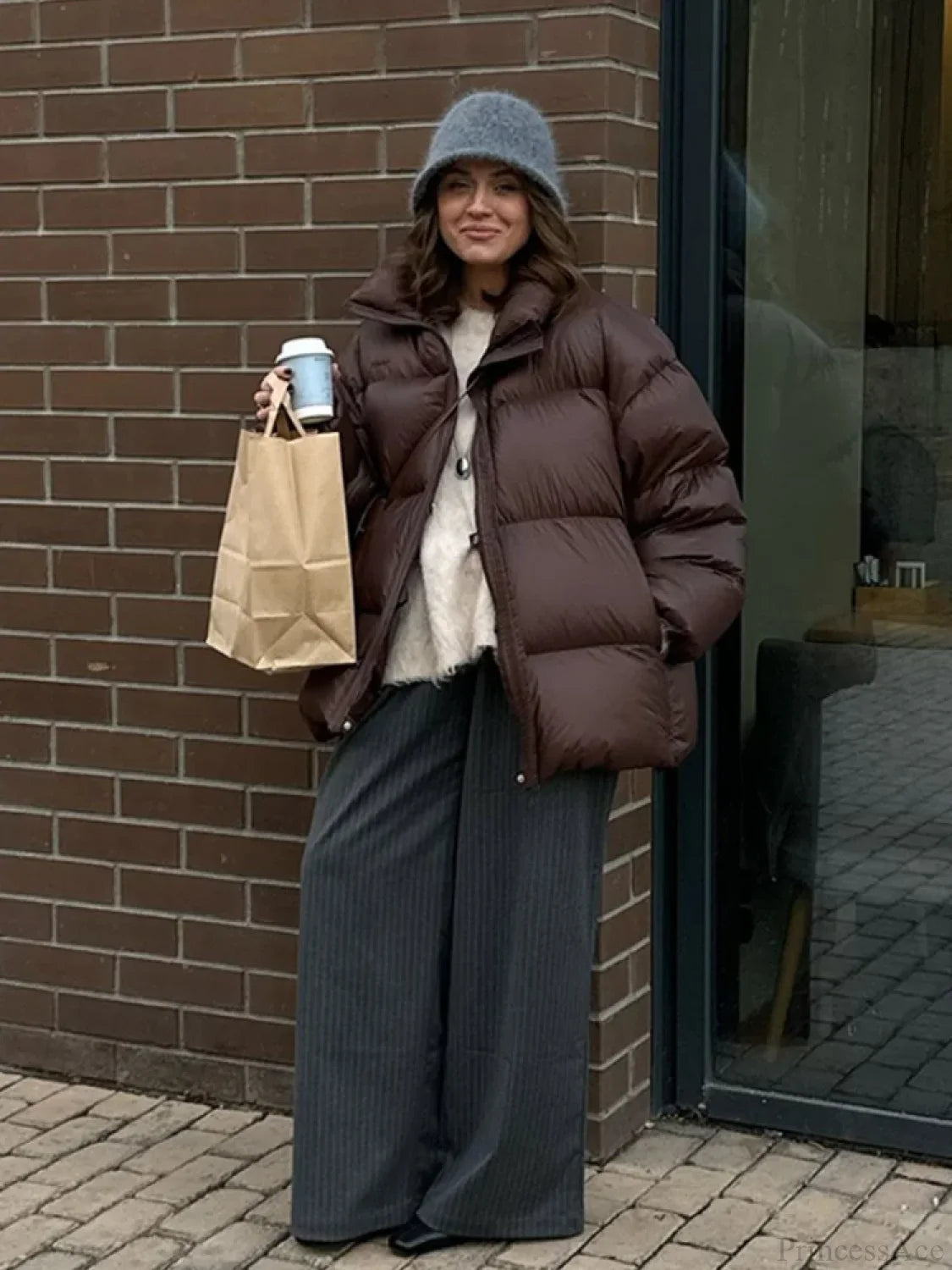 Vintage Brown Oversized Cotton Coat