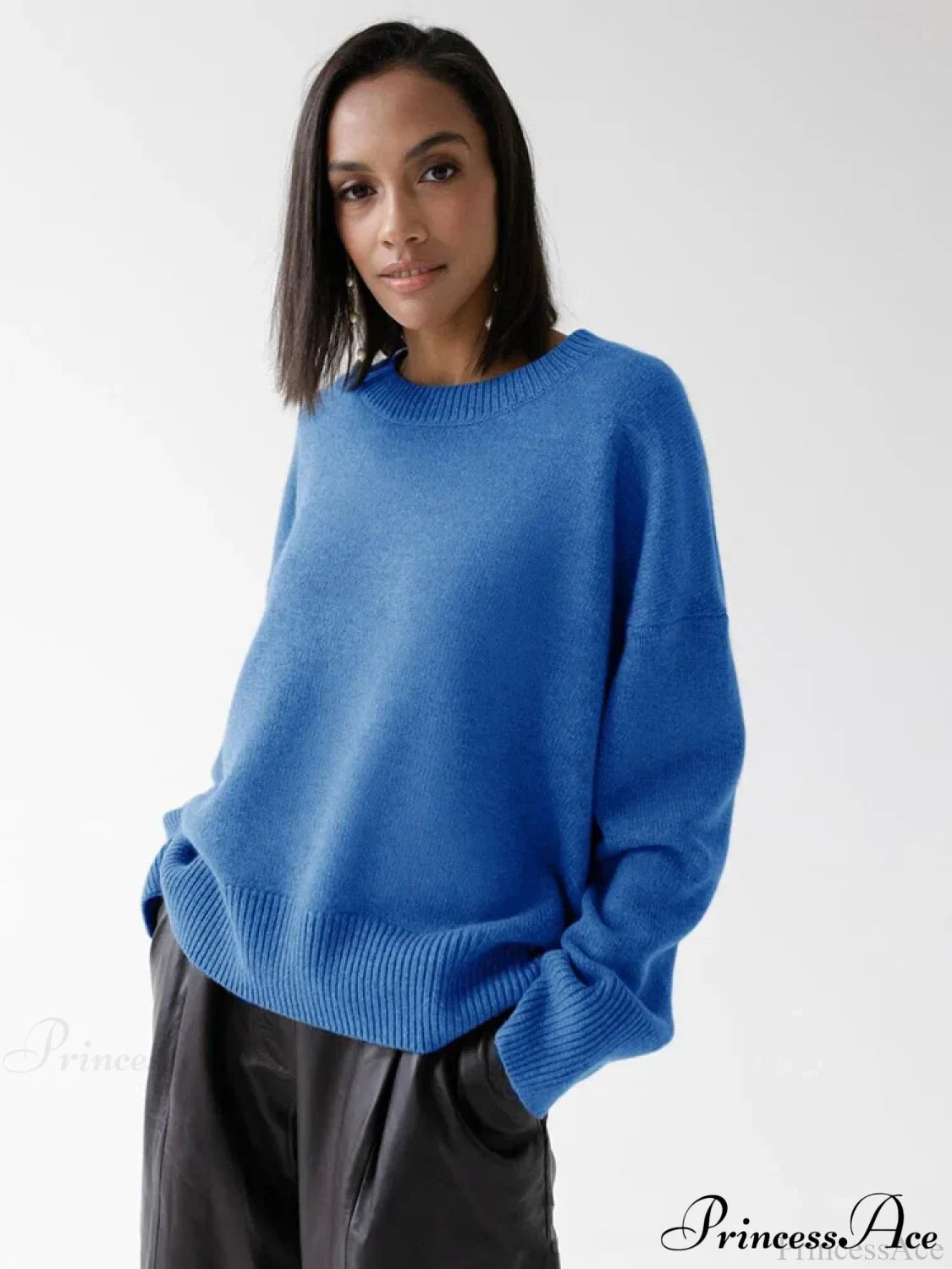Vintage Casual Cozy Stylish Autumnal Streetwear Warm Long Sleeve Sweater Blue / One Size Sweaters-L
