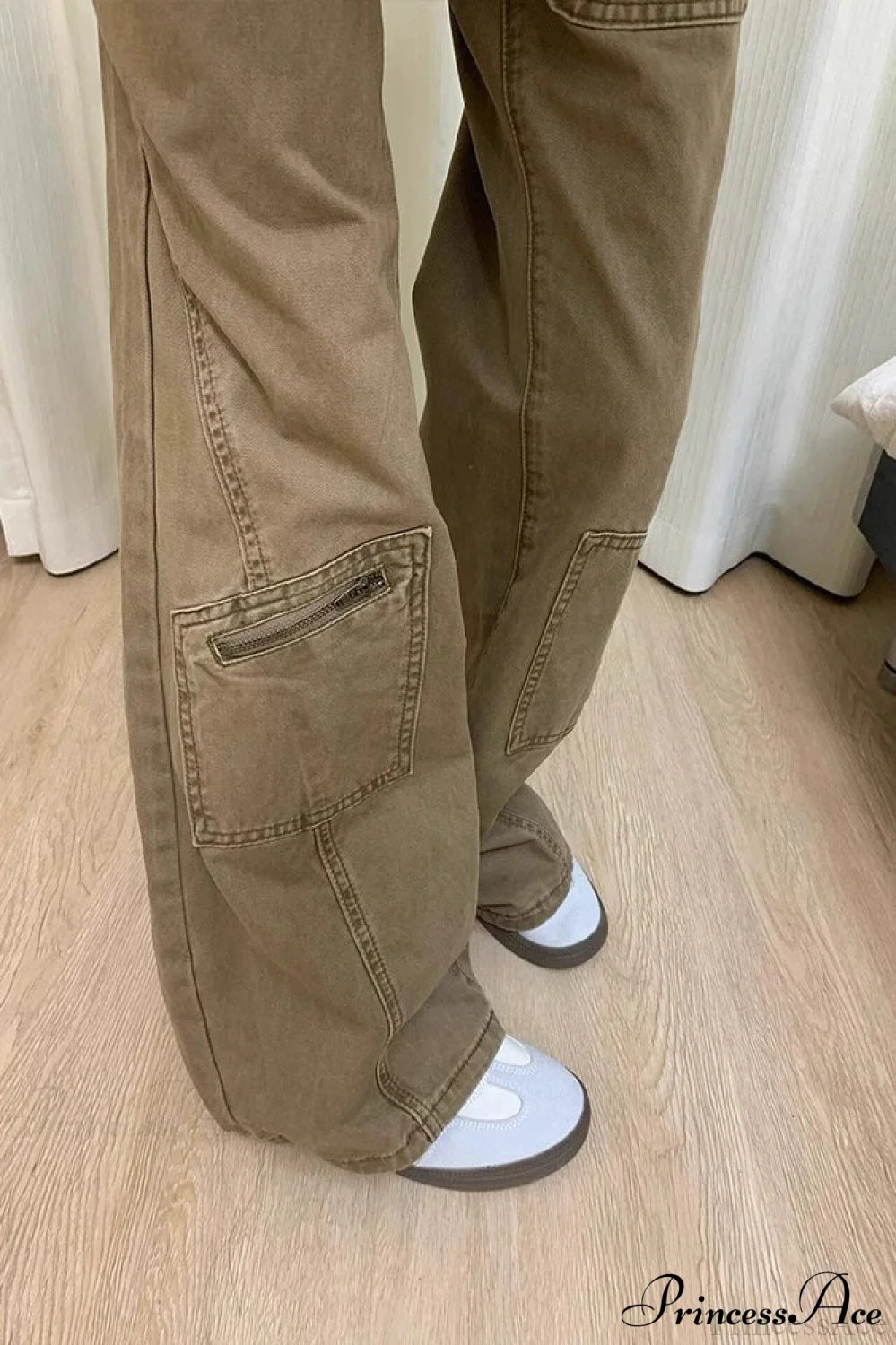 Vintage Denim Wide Leg Cargo Pants