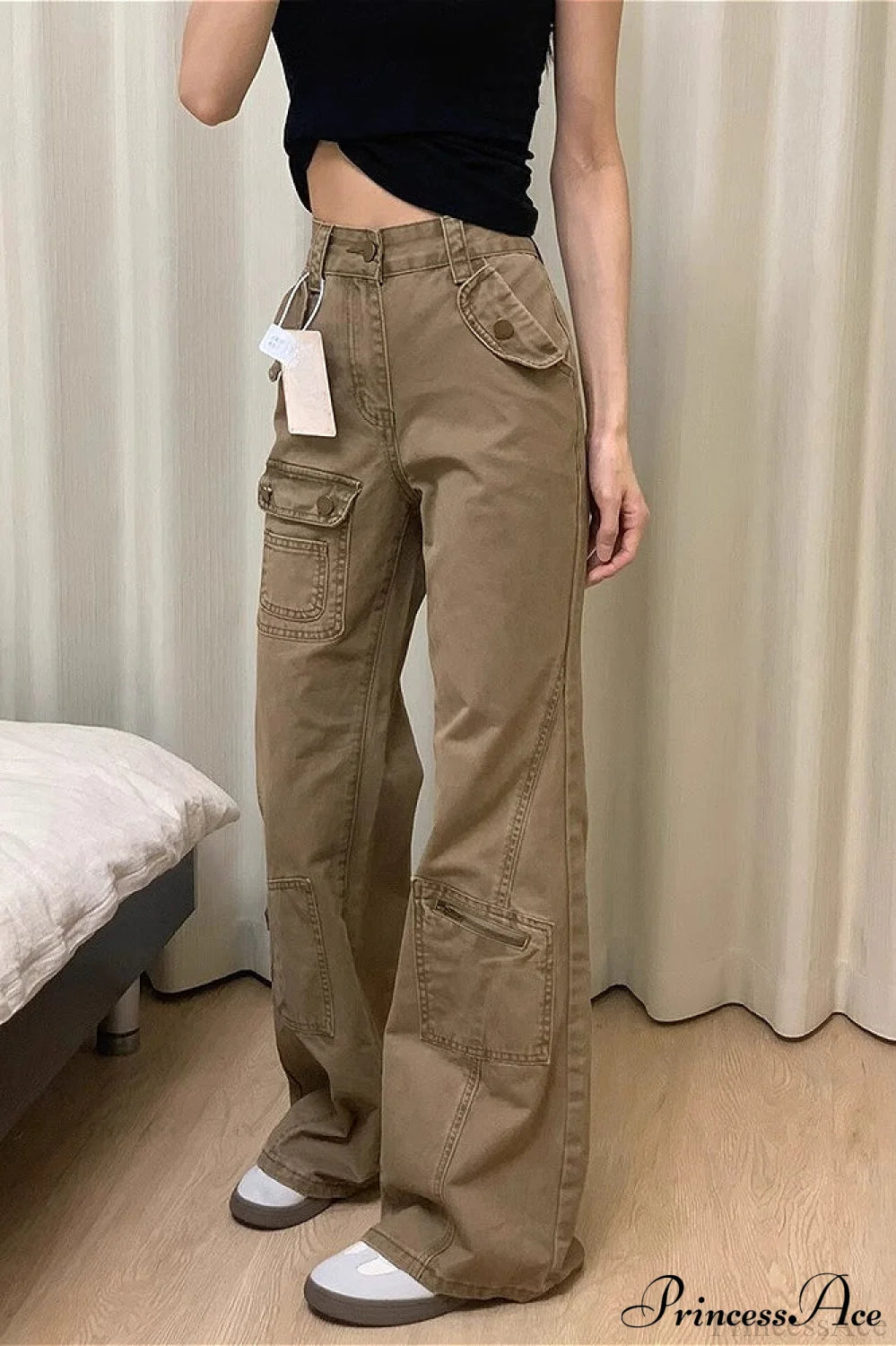 Vintage Denim Wide Leg Cargo Pants