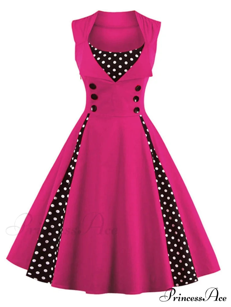 Vintage Dot Retro - Women’s Warm-Season Pin Swing Casual Tunic Party Rockabilly Vestidos Up Gown