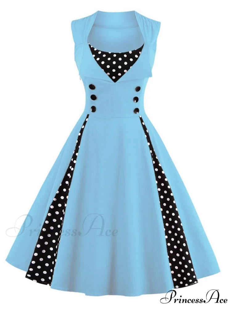 Vintage Dot Retro - Women’s Warm-Season Pin Swing Casual Tunic Party Rockabilly Vestidos Up Gown