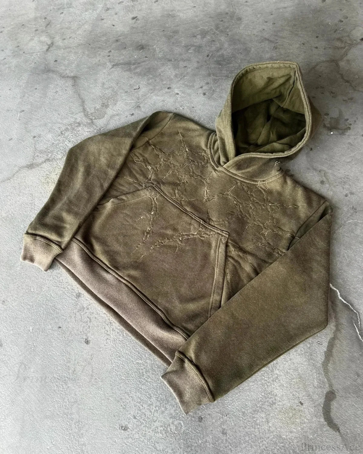 Vintage Embroidery Oversized Hoodie Green / M