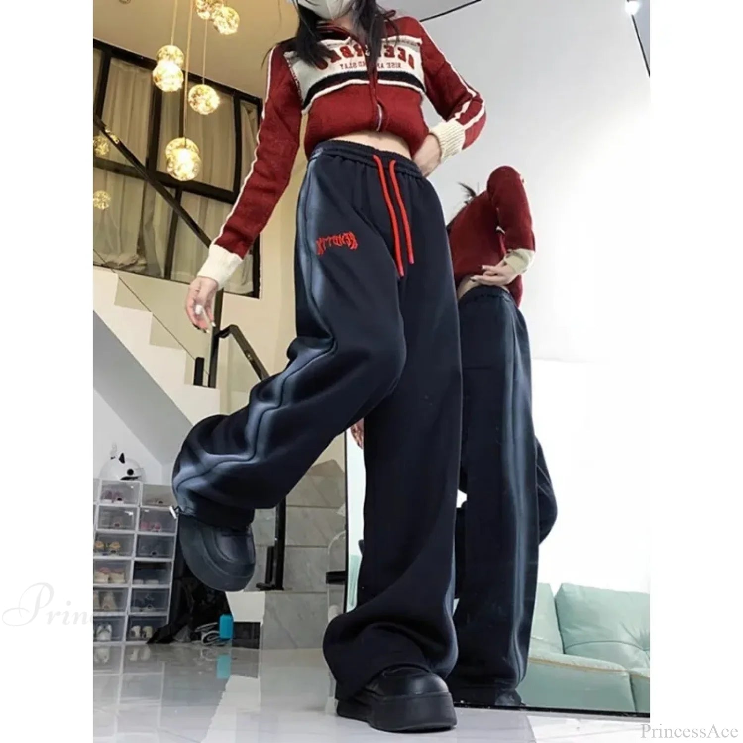 Vintage Fleece Sweatpants Winter Pants